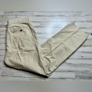 J. Crew Linen Blend Beige Pants Straight Leg Pockets Mens 35x32 Preppy